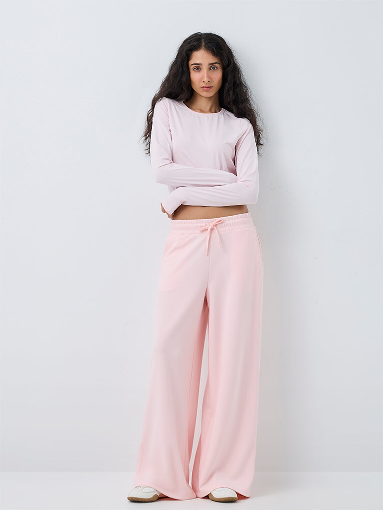 Nuoflexx Light Pink Solid High-Rise Track Pants