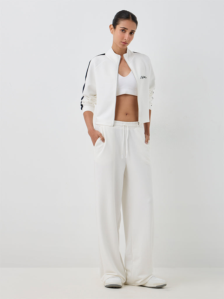 Nuoflexx White Text-Detail Striped Jacket