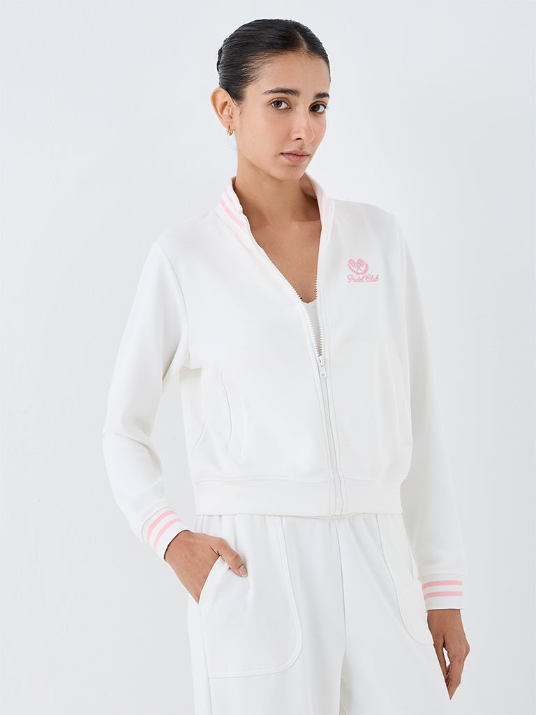 Nuoflexx Off-White Text Embroidered Jacket