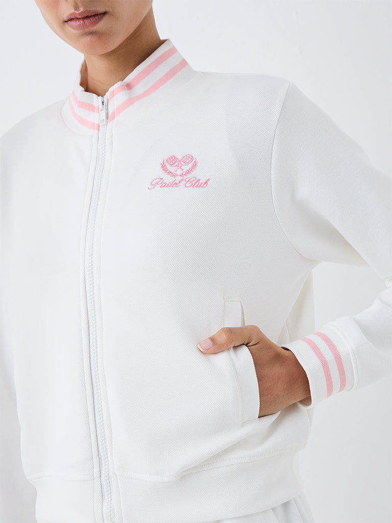 Nuoflexx Off-White Text Embroidered Jacket