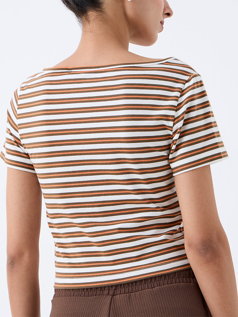 Nuoflexx Multicolour Striped Cotton-Blend T-Shirt
