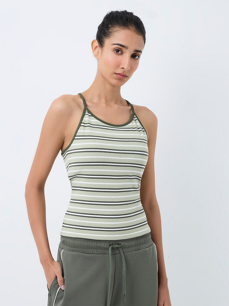 Nuoflexx Sage Striped Padded Cotton-Blend Top