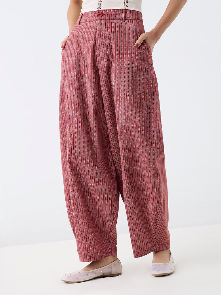 Bombay Paisley Red Printed High-Rise Trousers