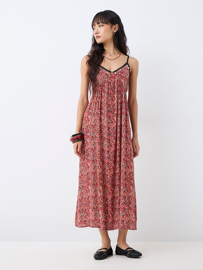 Bombay Paisley Red Printed A-Line Dress