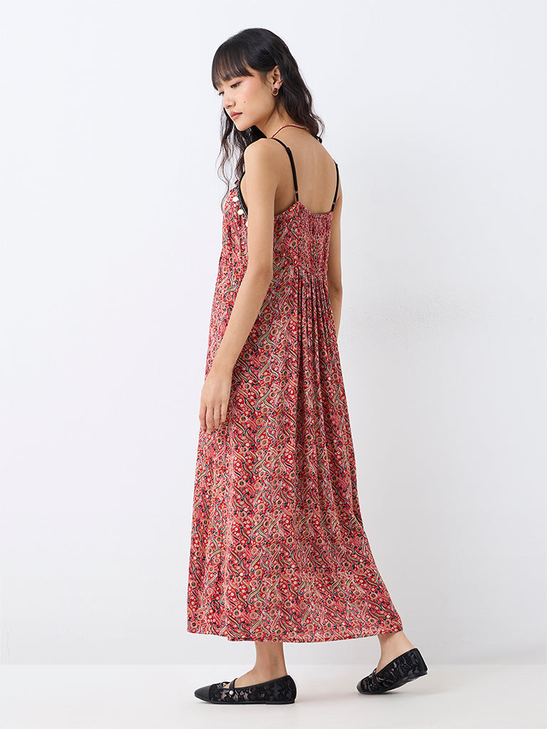 Bombay Paisley Red Printed A-Line Dress