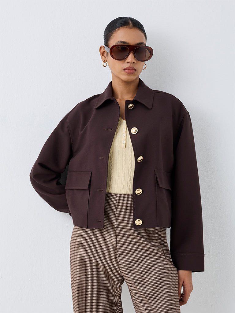 Wardrobe Dark Brown Solid Jacket