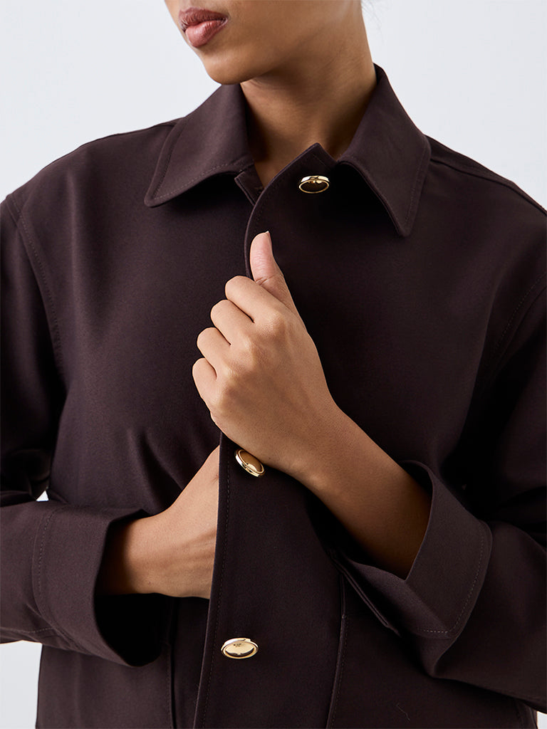 Wardrobe Dark Brown Solid Jacket