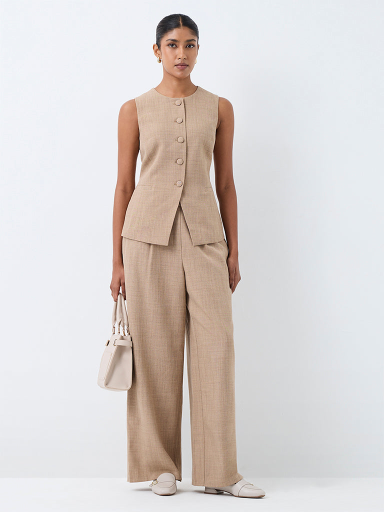 Wardrobe Beige High-Rise Trousers