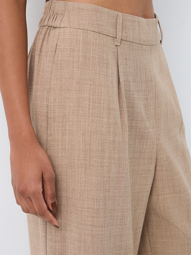 Wardrobe Beige High-Rise Trousers