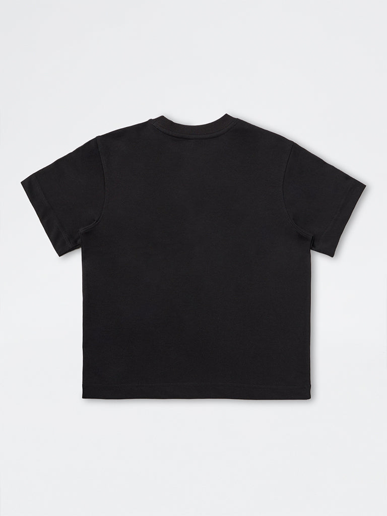 Boys Black Pocket-Detail Cotton-Blend T-Shirt