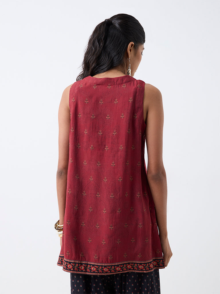 Utsa Red Floral Printed Kurti
