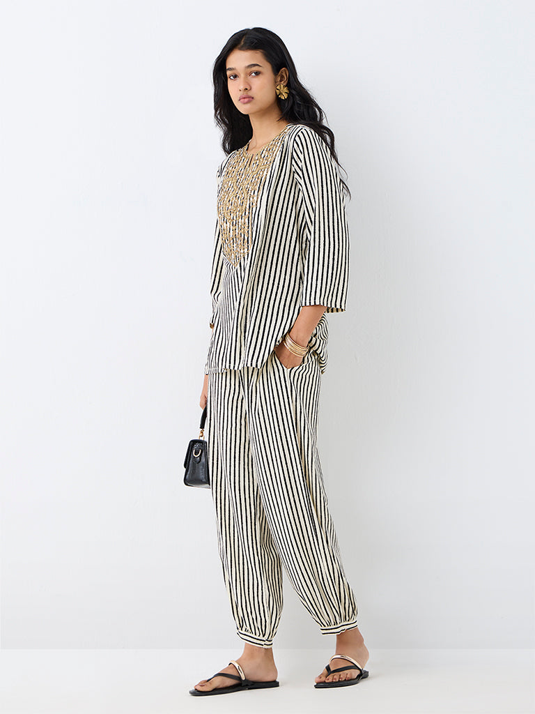 Utsa Multicolour Striped Harem Pants