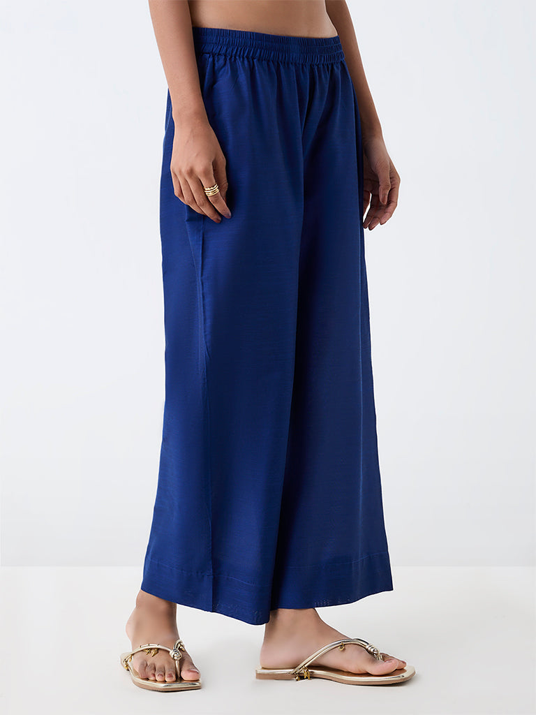 Utsa Dark Blue Solid Pants