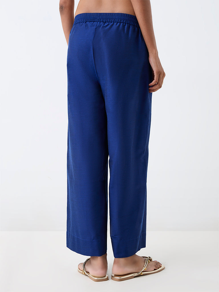 Utsa Dark Blue Solid Pants