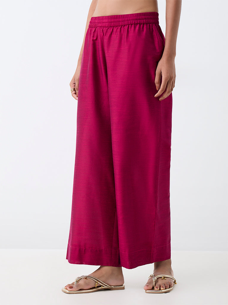 Utsa Fuchsia Solid Pants