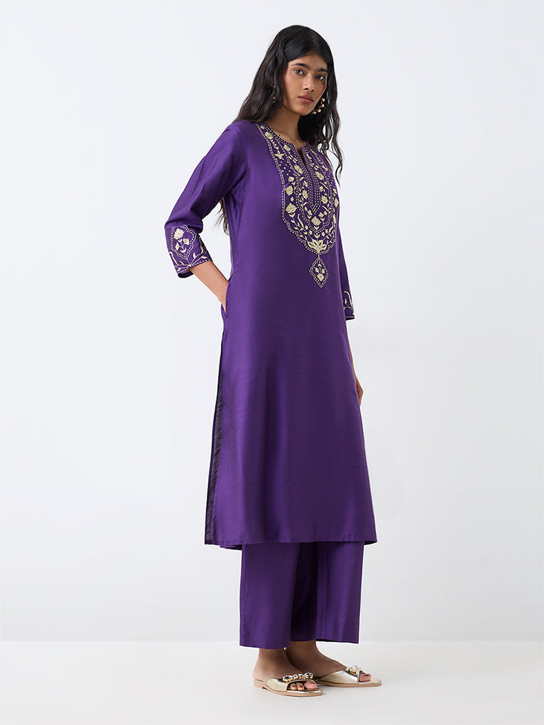 Utsa Violet Solid Pants