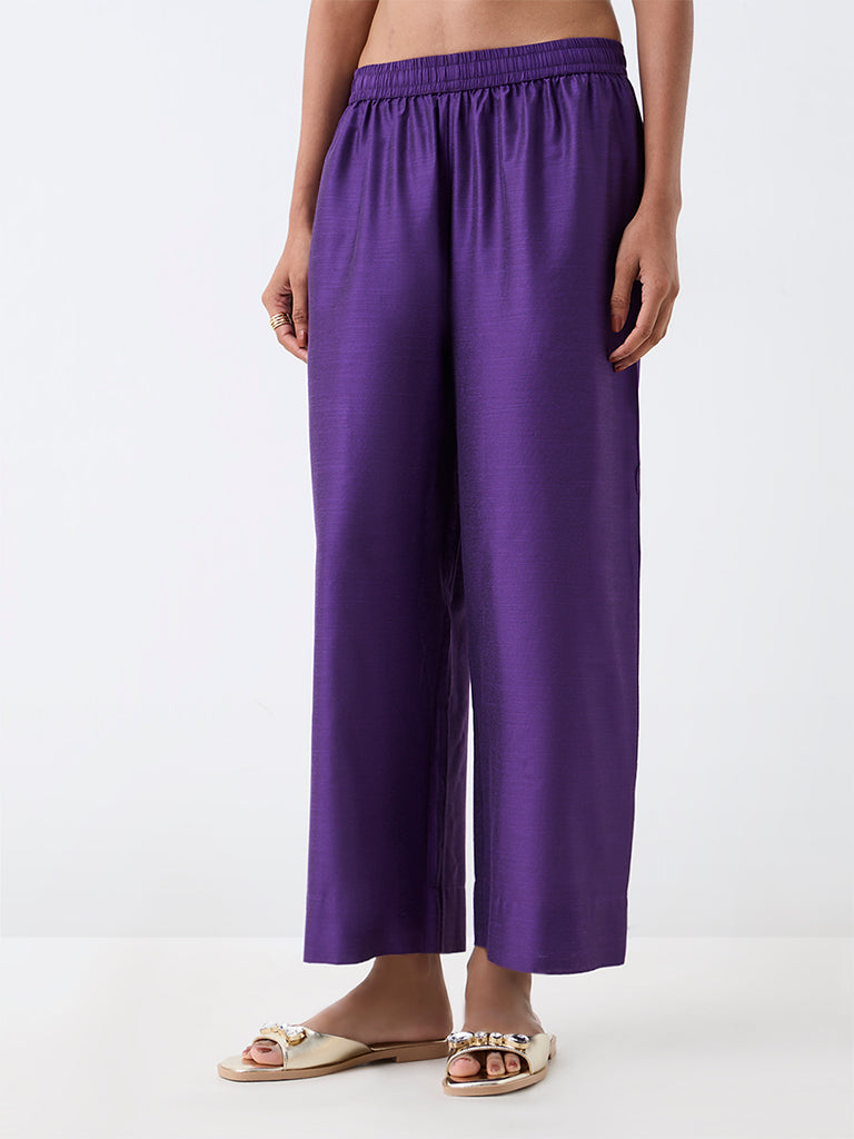 Utsa Violet Solid Pants