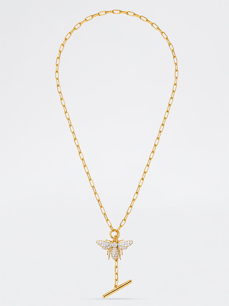 Lab Diamond Bee Toggle Necklace
