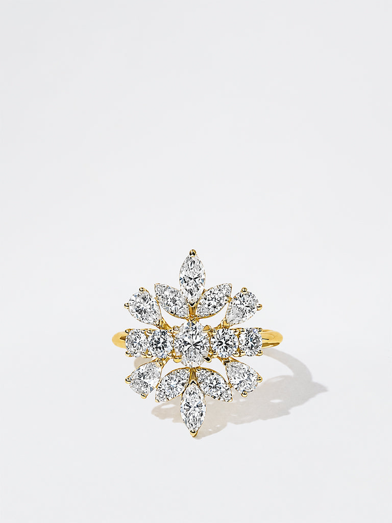 Pome Luxe Gold Floral Cluster Lab Diamond Cocktail Ring