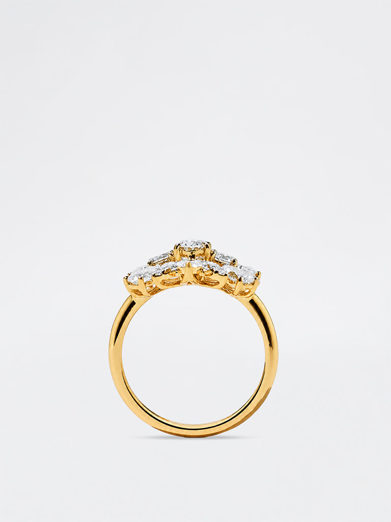 Pome Luxe Gold Floral Cluster Lab Diamond Cocktail Ring
