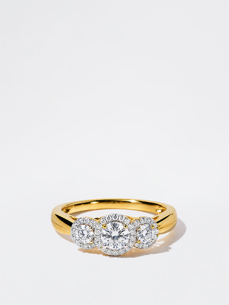 Pome Luxe Gold Triple Lab Diamond Halo Ring