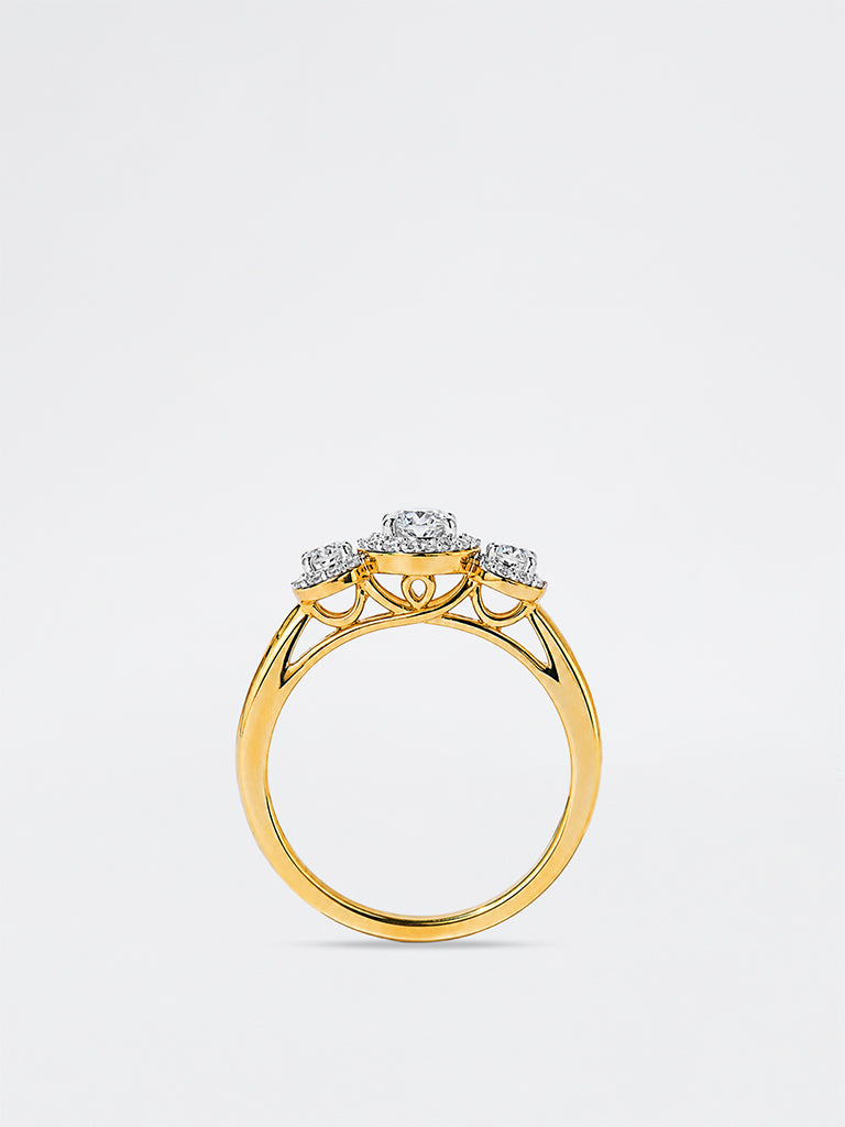 Pome Luxe Gold Triple Lab Diamond Halo Ring