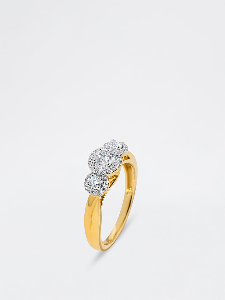 Pome Luxe Gold Triple Lab Diamond Halo Ring