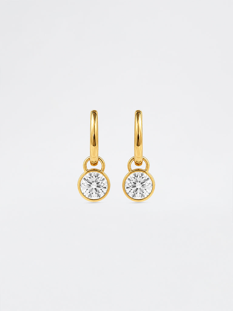 Gold Lab Diamond Drop Hoop Earrings