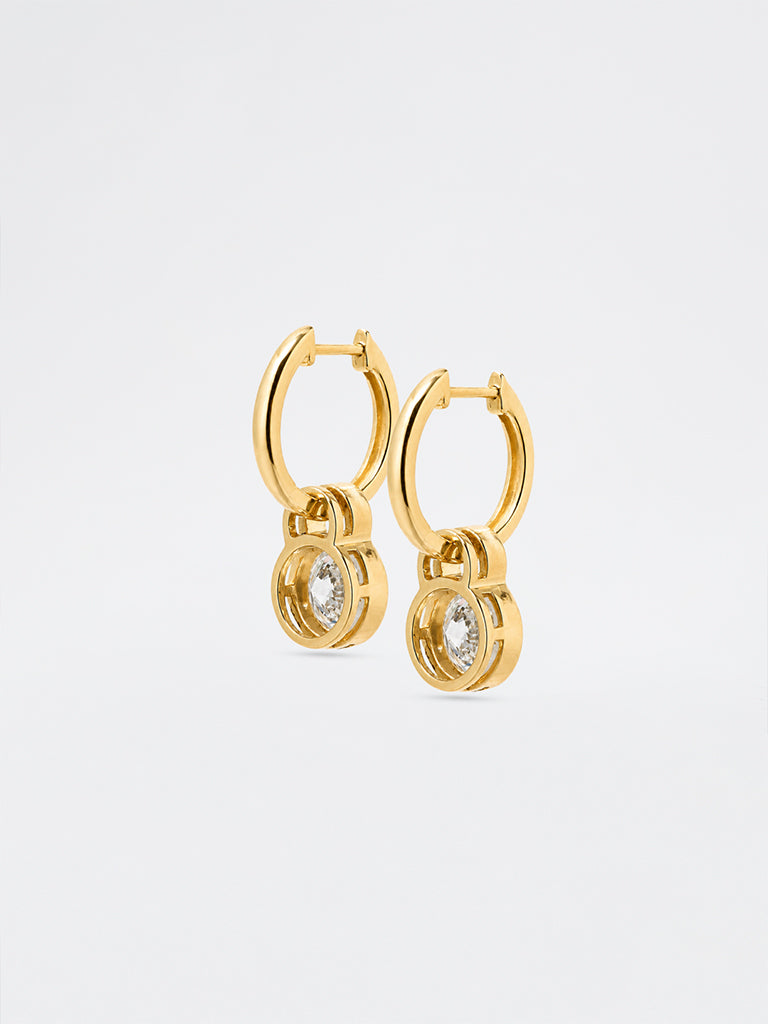 Gold Lab Diamond Drop Hoop Earrings