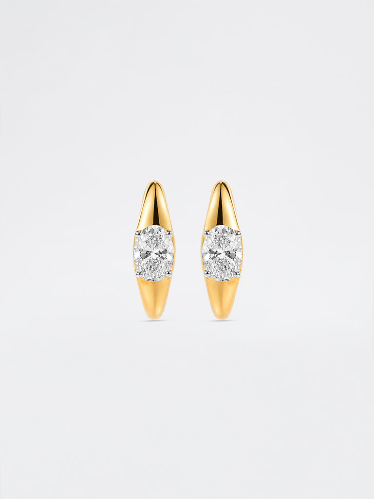 Gold Lab Diamond Solitaire Hoop Earring