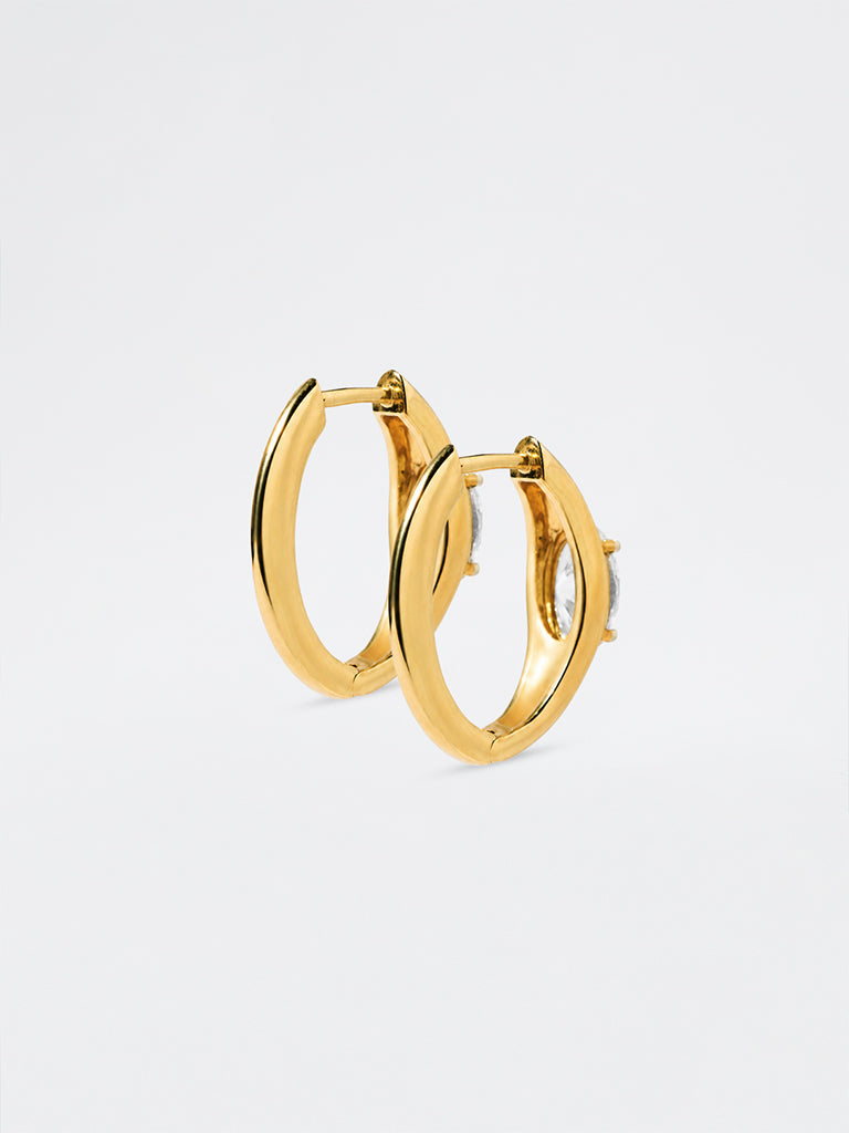Gold Lab Diamond Solitaire Hoop Earring