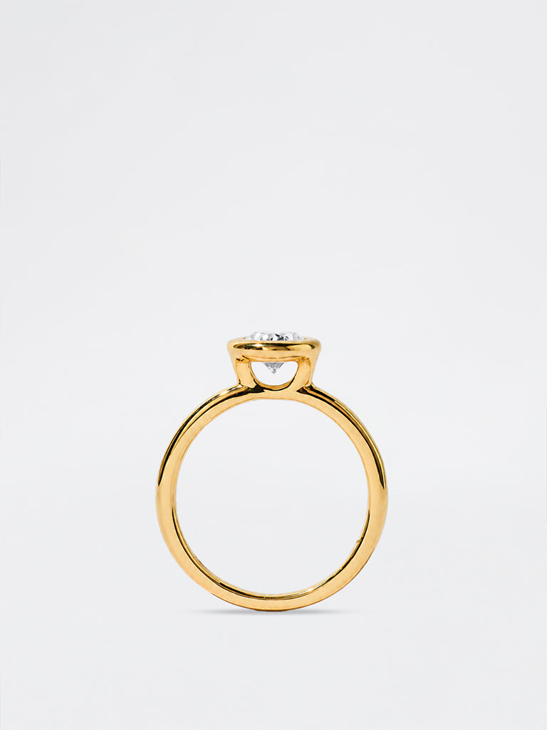 Gold Oval Bezel Lab Diamond Solitaire Ring