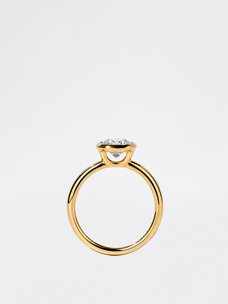 Pome Luxe Gold Round Bezel Lab Diamond Solitaire Ring