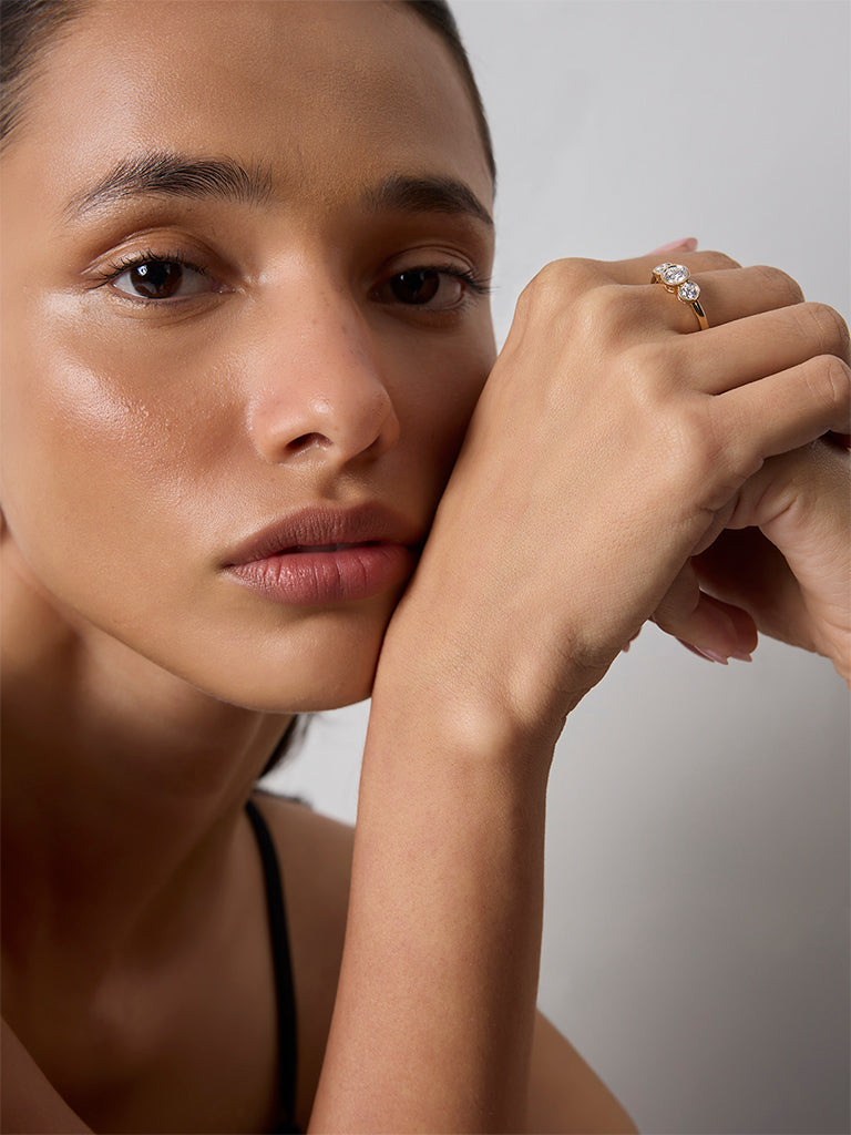 Pome Luxe Gold Triple Lab Diamond Ring