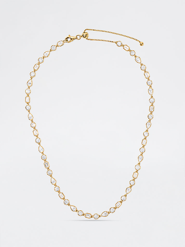 Pome Luxe Gold Multi-Cut Lab Diamond Tennis Necklace