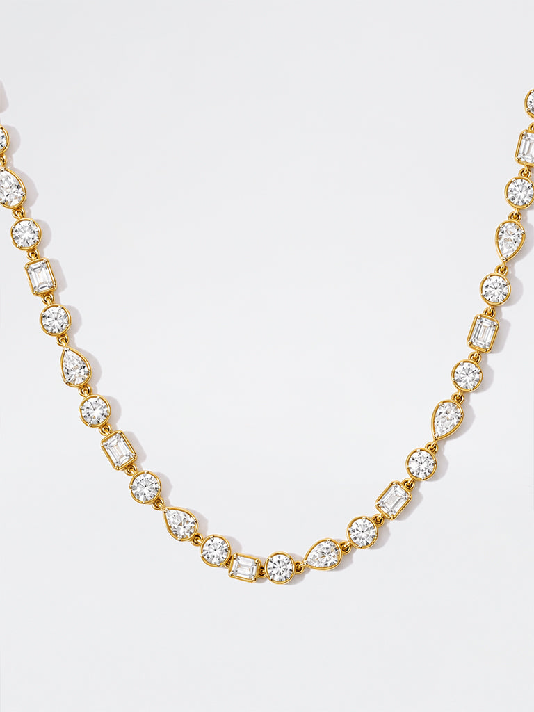 Pome Luxe Gold Multi-Cut Lab Diamond Tennis Necklace