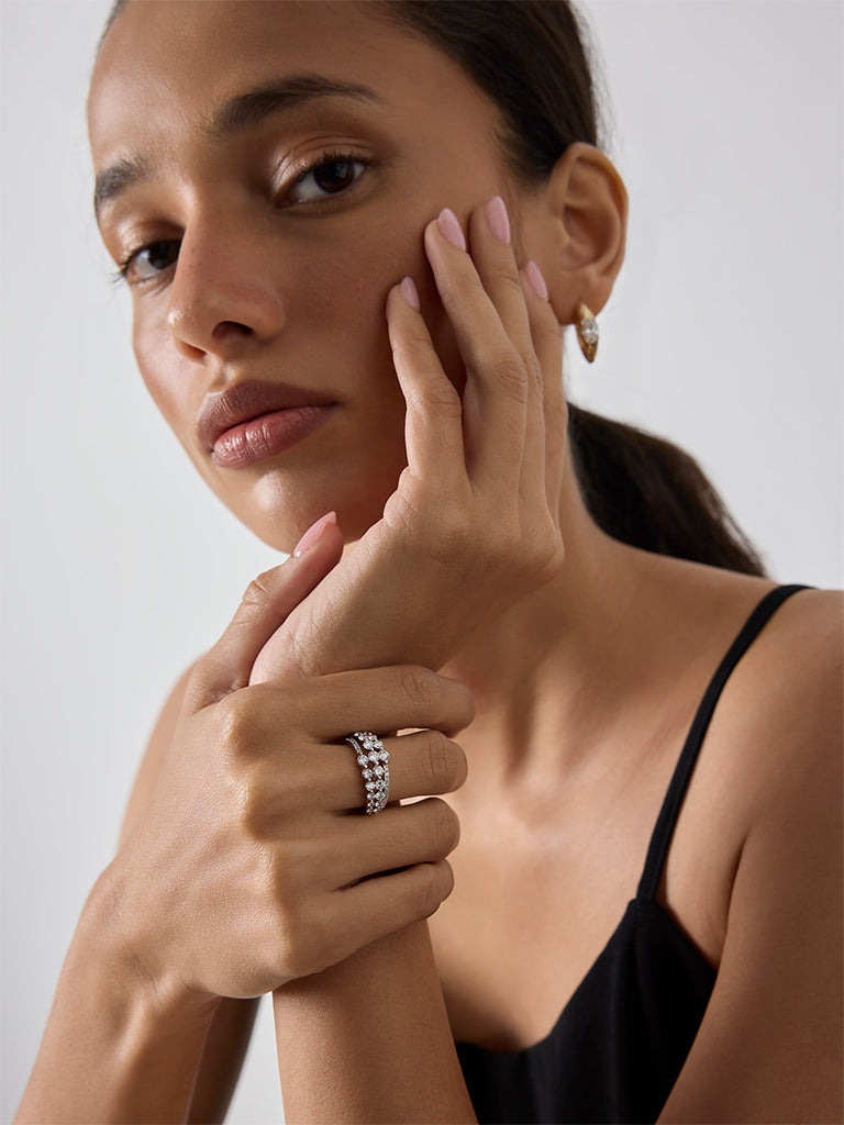Pome Luxe Gold Lab Diamond Triple Cluster Ring