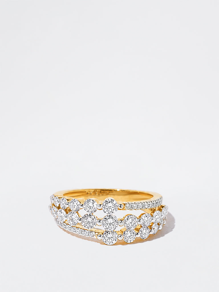 Pome Luxe Gold Lab Diamond Triple Cluster Ring