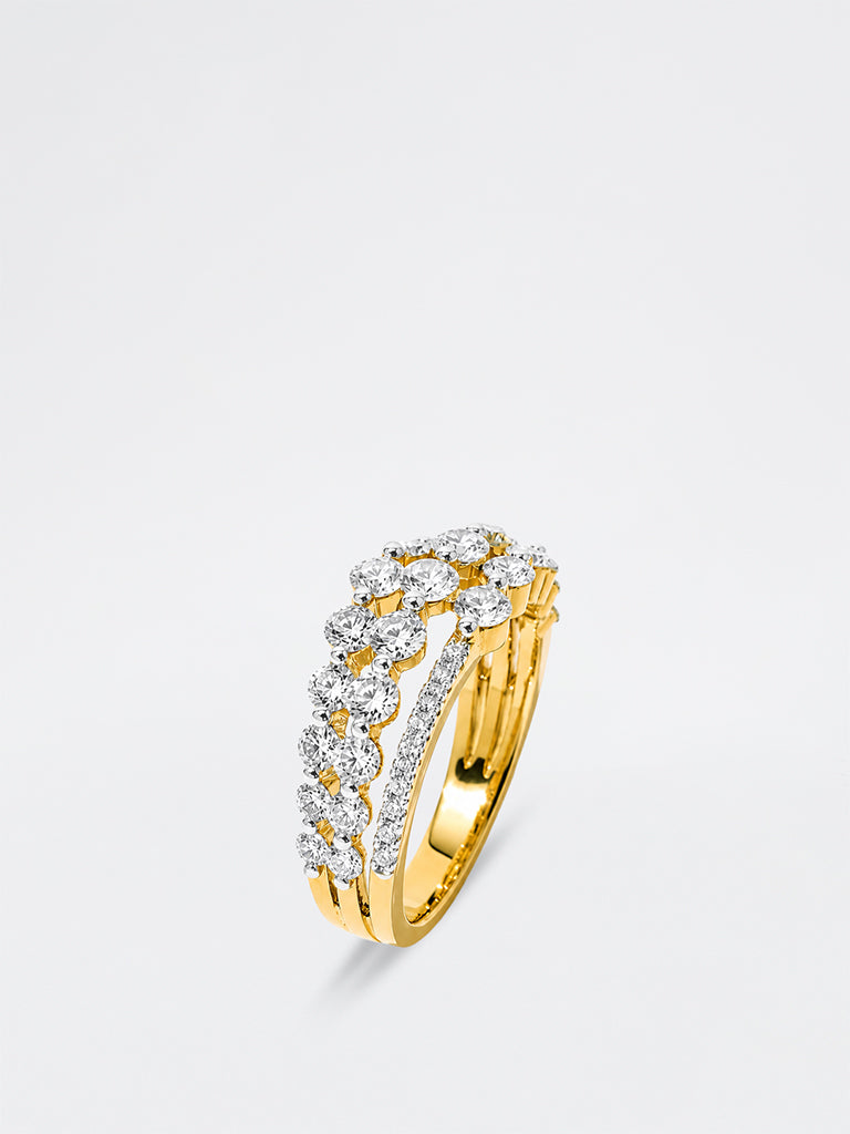 Pome Luxe Gold Lab Diamond Triple Cluster Ring