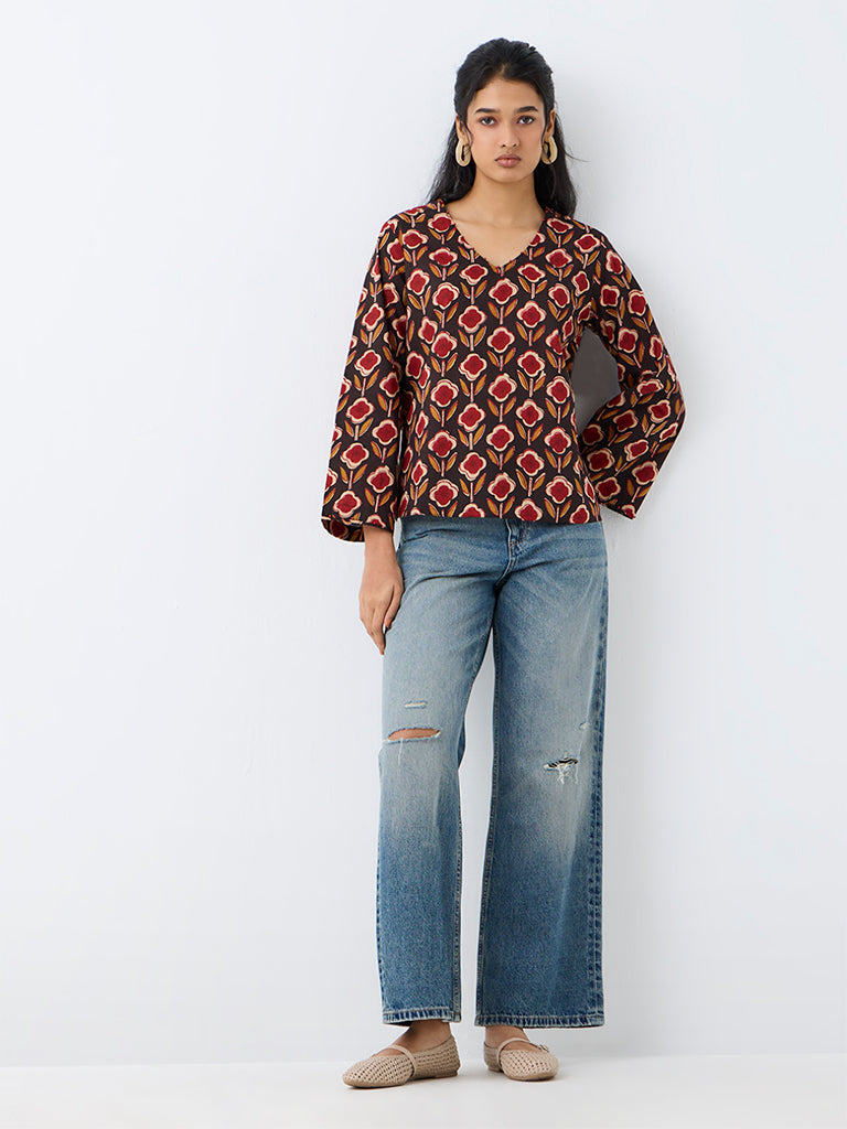 Utsa Multicolor Floral Printed Cotton Tunic