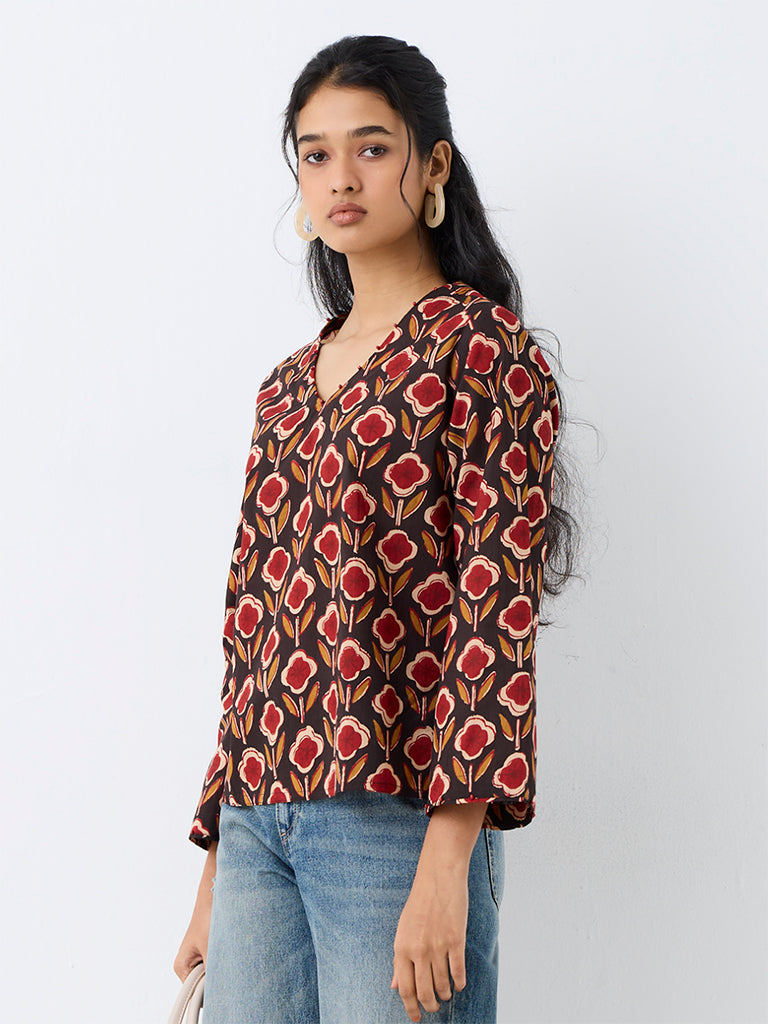 Utsa Multicolor Floral Printed Cotton Tunic