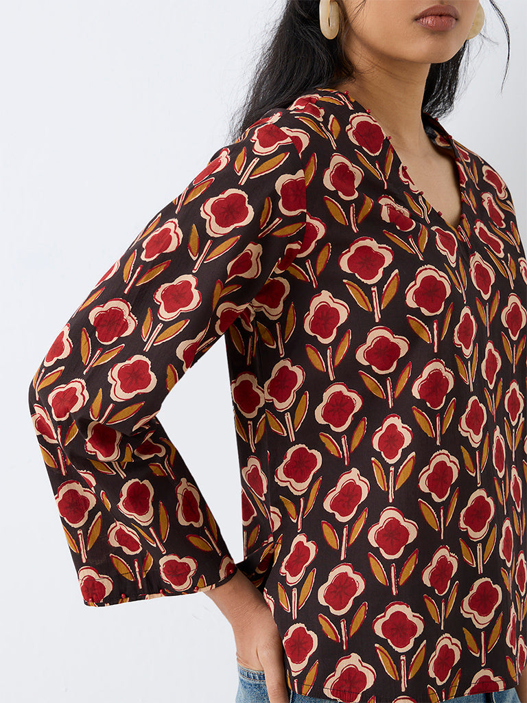 Utsa Multicolor Floral Printed Cotton Tunic