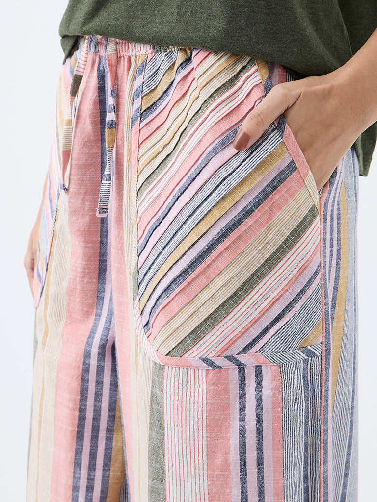 Wunderlove Multicolor Striped High-Rise Cotton Pants