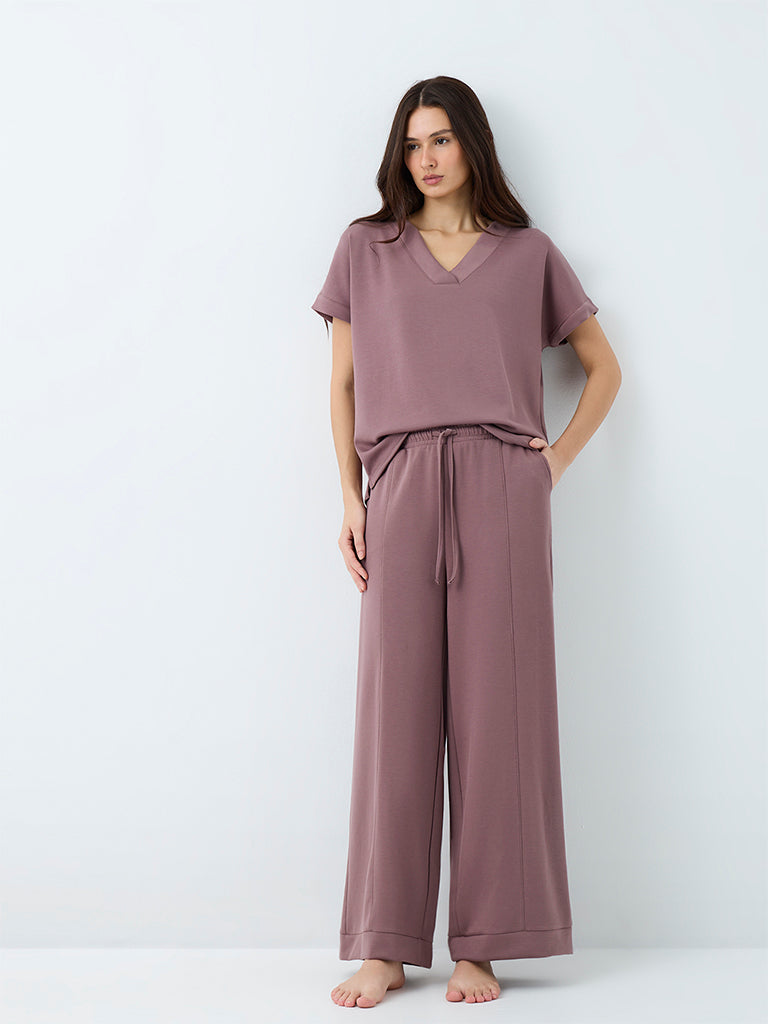 Wunderlove Dusty Mauve Solid High-Rise Pants