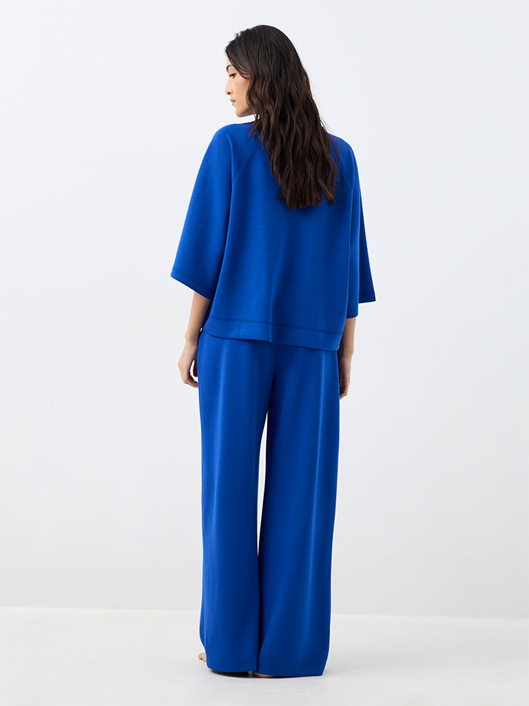 Wunderlove Blue Solid High-Rise Pants