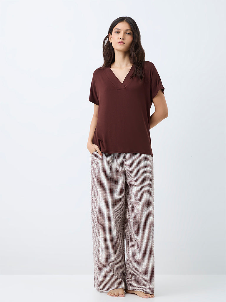 Wunderlove Dark Brown Solid T-Shirt