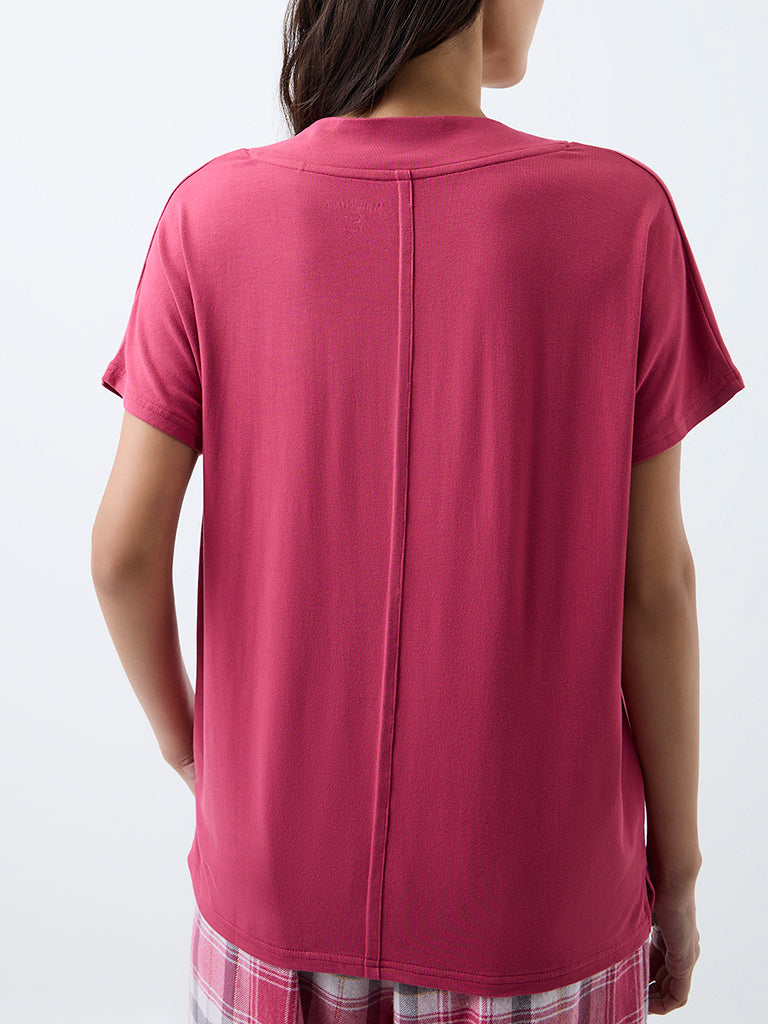 Wunderlove Pink Brown Solid T-Shirt