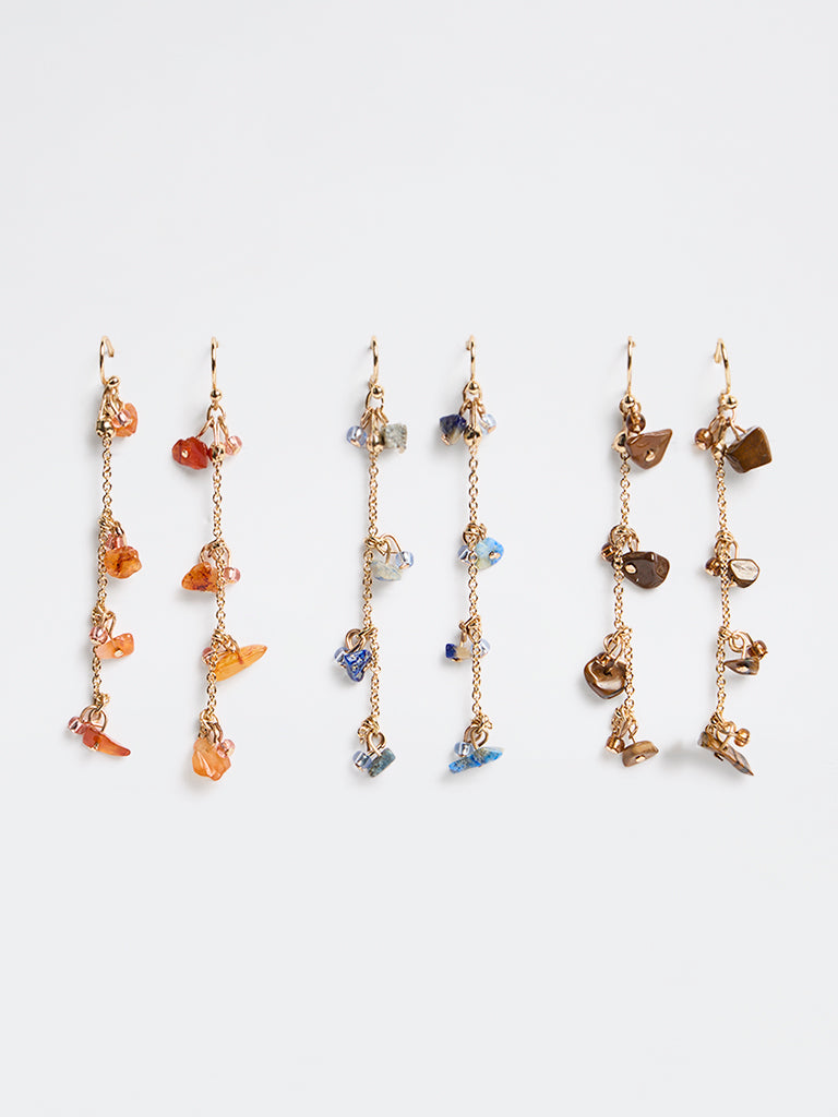 Westside Accessories Multicolour Stone Dangler Earrings - Pack of 3