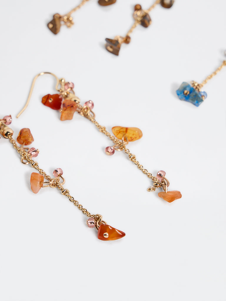 Westside Accessories Multicolour Stone Dangler Earrings - Pack of 3