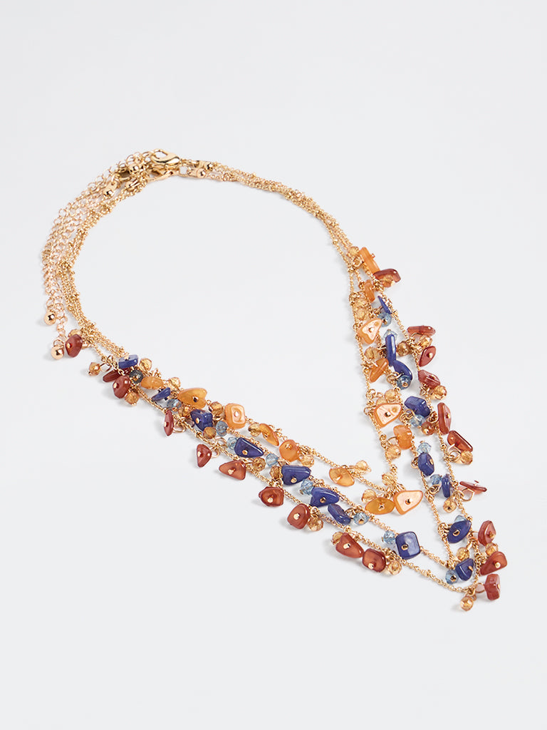 Westside Accessories Multicolour Stone 3-Layer Statement Necklace
